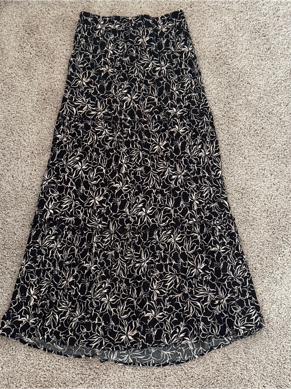 Robert Louis Black Maxi Skirt with Cream Floral Print